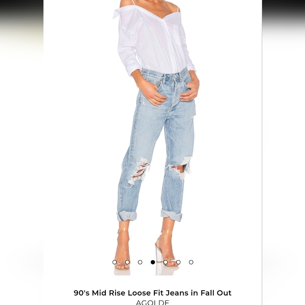 EUC Agolde 90s Mid Rise Loose Fit Jeans In Color Fall Out, Distressed Size 25 - Picture 13 of 15